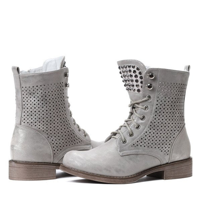 Złote, ażurowe workery Regine - Obuwie