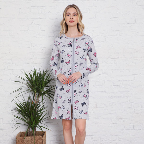 Šedá nočná košeľa s motýľom- Oblečenie