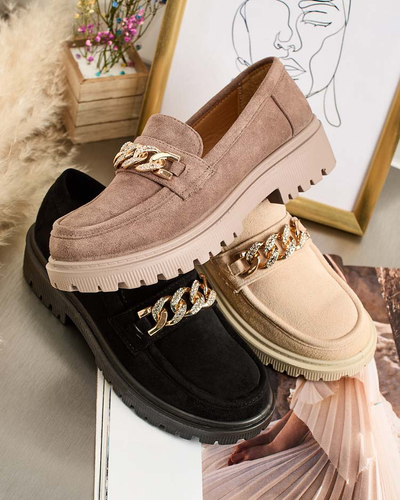 Royalfashion Dámske mokasíny z eko semišu s ornamentom Lehels