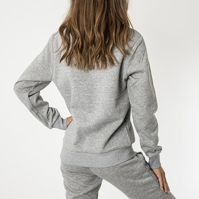 Svetlosivá dámska zateplená mikina bez kapucne - Oblečenie