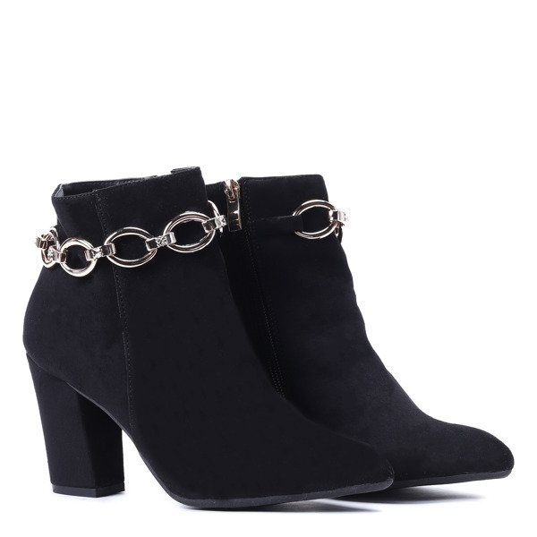 Czarne botki z łańcuszkiem Jolie - Obuwie