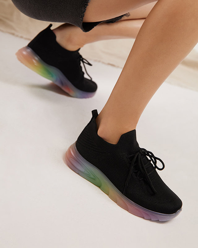 Čierne dámske športové topánky s farebnou podrážkou Afin- Obuv