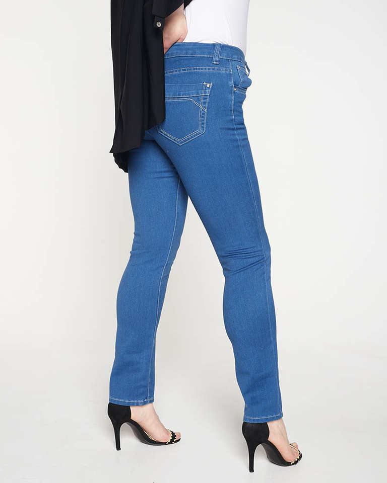 Dámske modré rovné rifle PLUS SIZE - Oblečenie