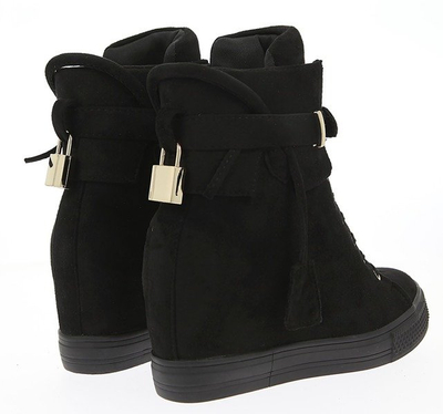 Czarne sneakersy na koturnie - Obuwie