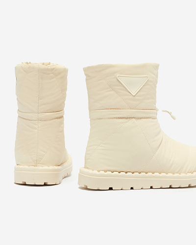 Dámske krémové prešívané snehule na plochej podrážke Ferri - Obuv