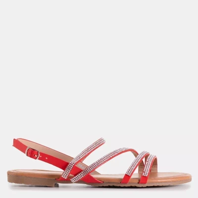 OUTLET Červené dámske sandále na kubickom zirkóne Mitali - Obuv