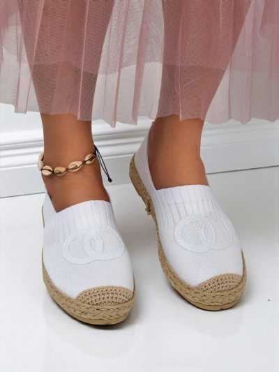 Ženski espadrile Calista Biancha – bele, ploske iz eko semiša, italijanski stil