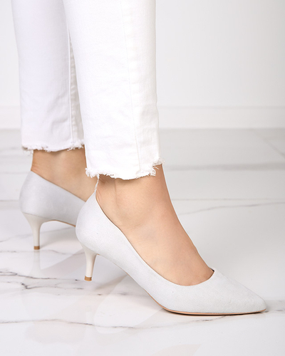 Svetlošedé dámske lodičky na nízkom podpätku Oia - Oblečenie