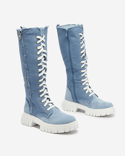 Royalfashion Modré dámske látkové čižmy Leconen