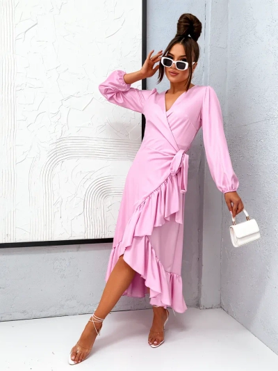 Royalfashion Zviazané midi šaty pre ženy s volánmi