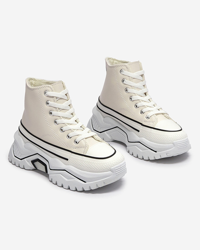 Dámska krémová zateplená športová obuv a'la tenisky Retiha - Obuv