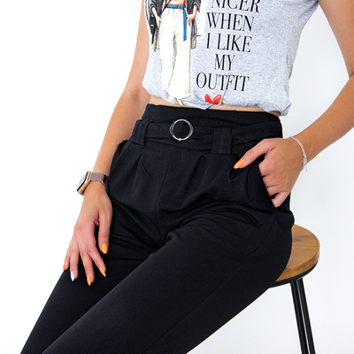 Čierne elegantné dámske nohavice s rovnými nohavicami - Oblečenie