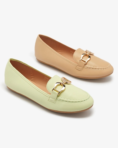 Zelené dámske mokasíny z ekokože so zdobením Wiwet-Footwear