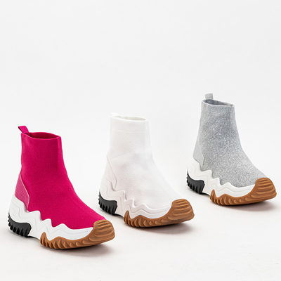 Biele dámske vysoké tenisky na platforme Tenera - obuv