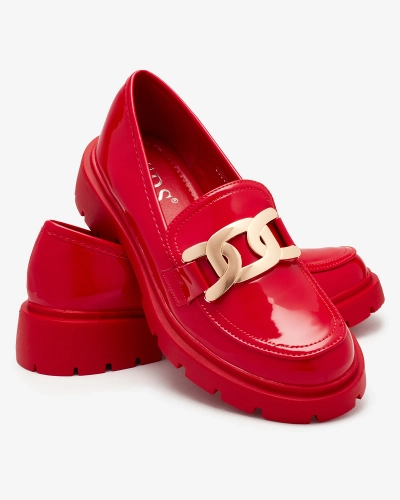 Červené lakované mokasíny pre ženy Pogola- Obuv
