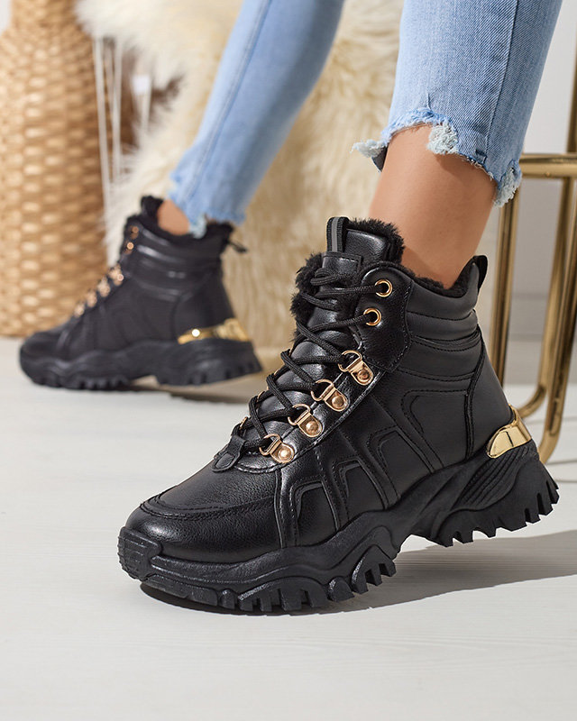 OUTLET Čierne snehové čižmy z ekokože Vetorr- Obuv