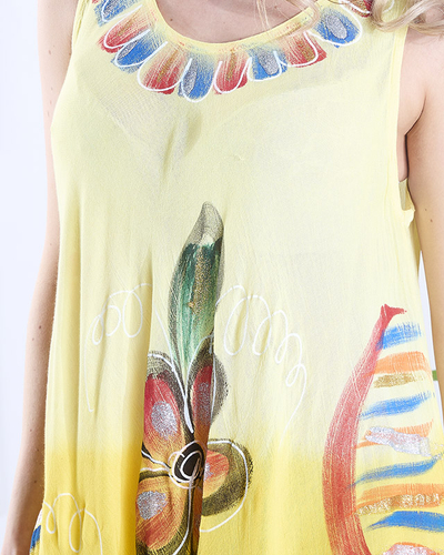 Žltá dámska kvetinová sukňa a'la šaty - Oblečenie