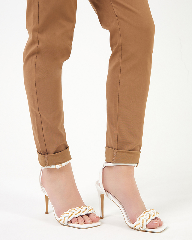 Biele dámske sandále na špendlíku Tenedi - Obuv