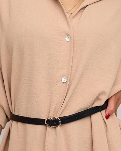 Dámska béžová tunika s opaskom - Oblečenie