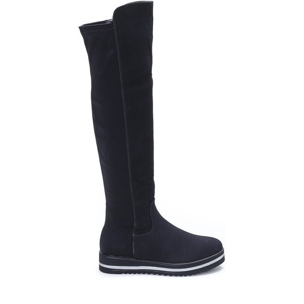 Czarne kozaki na platformie Claudia - Obuwie