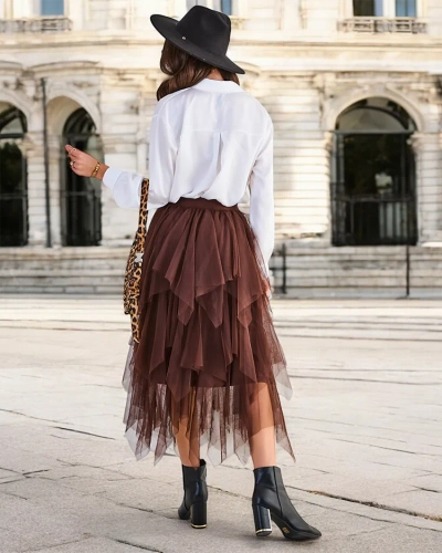 Royalfashion Dvojvrstvová midi sukňa pre ženy