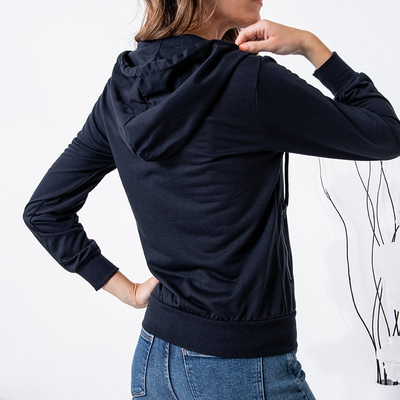 Dámska tmavomodrá mikina na zips - Oblečenie