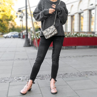 Różowe workery z wycięciami Rickie- Obuwie