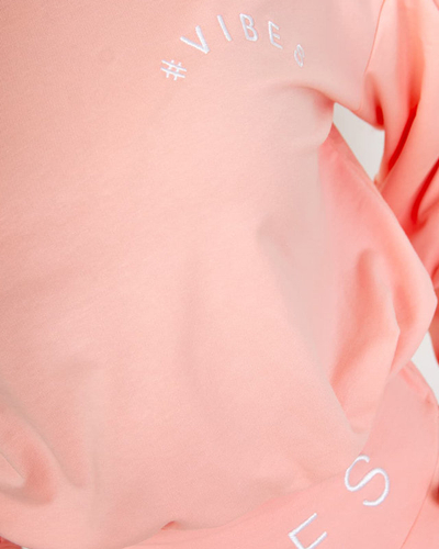 Dámska ružová športová tepláková súprava s crop top mikinou - Oblečenie