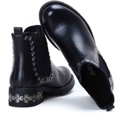 Czarne sztyblety z dżetami Clover- Obuwie