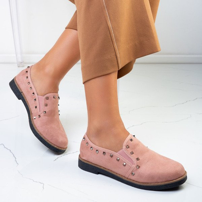 Różowe półbuty na płaskim obcasie Roni - Obuwie