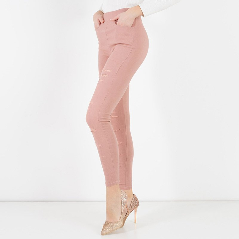 Zúžené ružové dámske jeggings - Oblečenie
