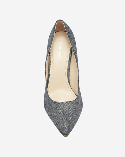 OUTLET Grafitové holografické dámske lodičky na podpätku Soddo- Obuv