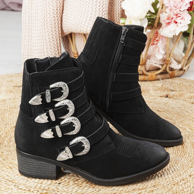 Čierne topánky na podpätku Grand low - Obuv