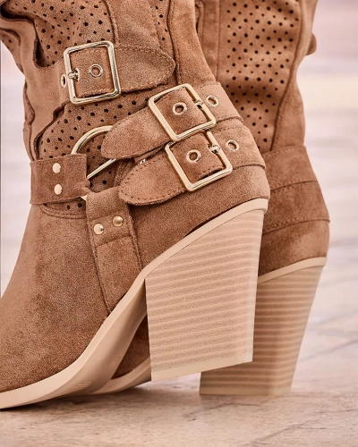 Royalfashion Ažurové nízke čižmy na podpätku Holiu