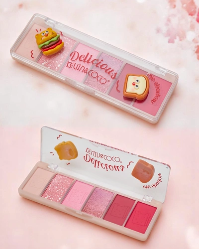 Kevin&Coco Paleta 6 očných tieňov s trblietkami Delicious