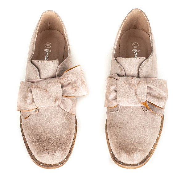 Różowe półbuty z kokardą Suelia - Obuwie