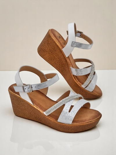 Royalfashion Dámske wedges sandále s kryštálikmi a trblietkami Eclat