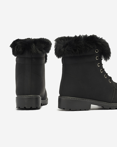 Klasické dámske čižmy a'la trapper v čiernej farbe Lausa- Footwear