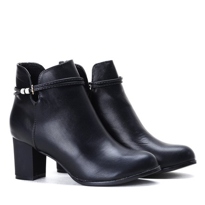 Czarne botki na słupku z eko-skóry Andele - Obuwie