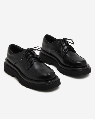 Čierne dámske topánky z ekokože so šnurovaním Gerin - Obuv