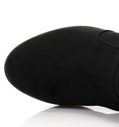 Botki zamszowe- kolor czarny - Obuwie