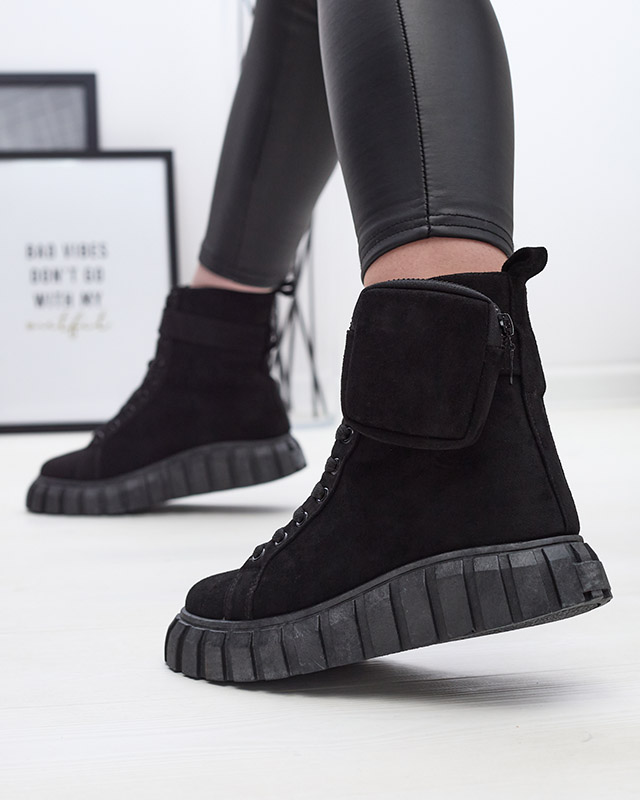 Dámske čižmy s vreckom v čiernej farbe Sauups- Obuv