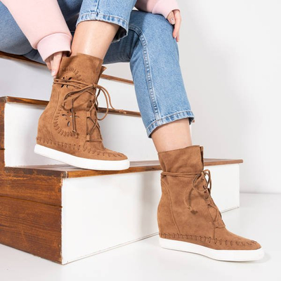 Hnedé tenisky s vnútorným klinom Cinta - Obuv