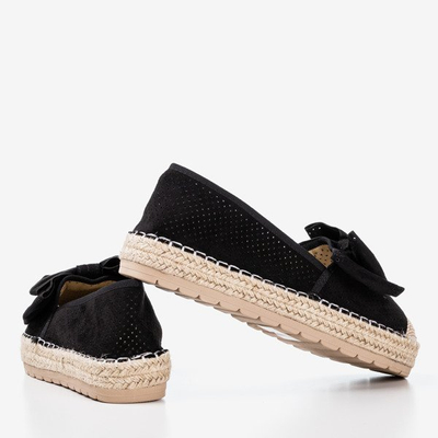 Černé prolamované espadrilles na platformě s lukem Mimilla - Obuv 1