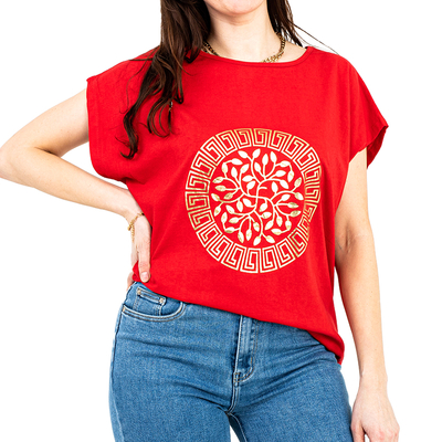 Dámske bavlnené tričko s potlačou červeného zlata - oblečenie