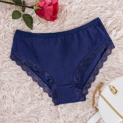 Dámske tmavomodré nohavičky s čipkou PLUS SIZE - Spodná bielizeň