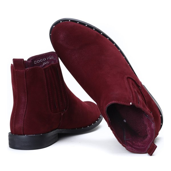 Bordowe botki Audria- Obuwie