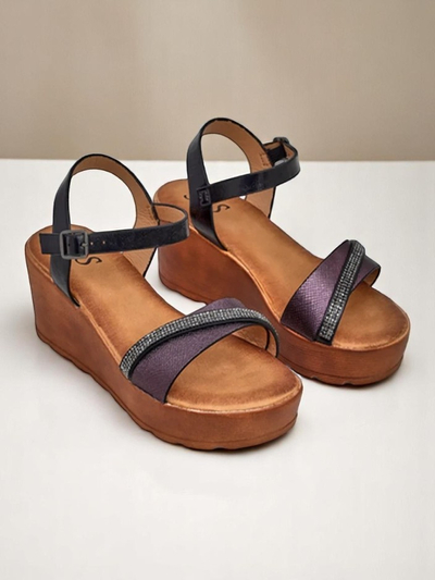 Royalfashion dámske wedge sandále s kamienkami a trblietaním Aurora Glow