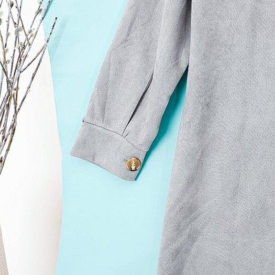 Šedá dámska nadmerná košeľa z eko-semišu - Oblečenie