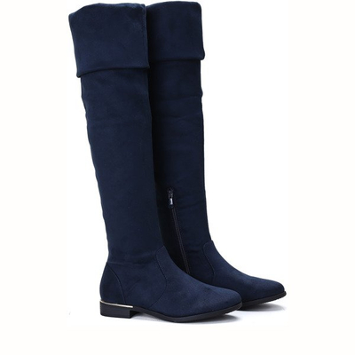 Granatowe kozaki z wywijaną cholewką Jasmine - Obuwie